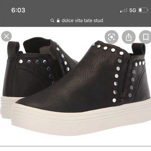 Dolce Vita Black Leather Tate Stud Sneakers